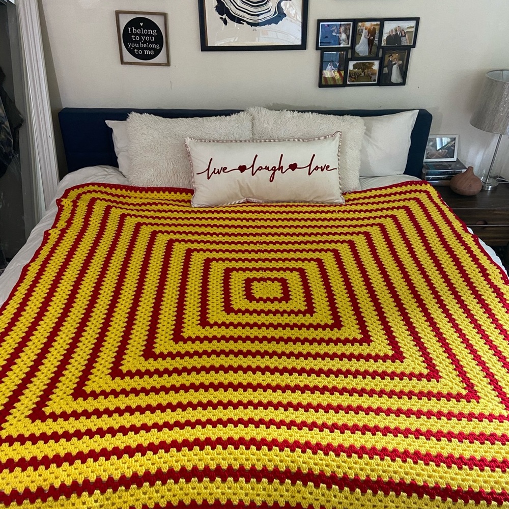 Vintage Throw Blanket Afghan Crochet Knit Handmade